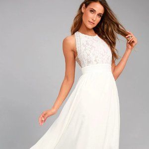 Lulu's NWT Forever and Always White Lace Maxi Dress